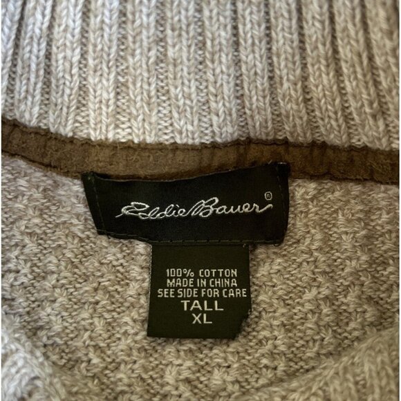 Eddie Bauer Mens Classic Pullover Henley Sweater Oatmeal Beige Knit Size XL Tall - Picture 3 of 3